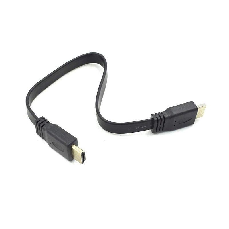 Eilumduo Hxchen 30cm/1ft HDMI Cable for Audio Video HDTV TV PS3 Full HD Short HDMI Male to Male Plug Flat Cable Cord Black - Image 1